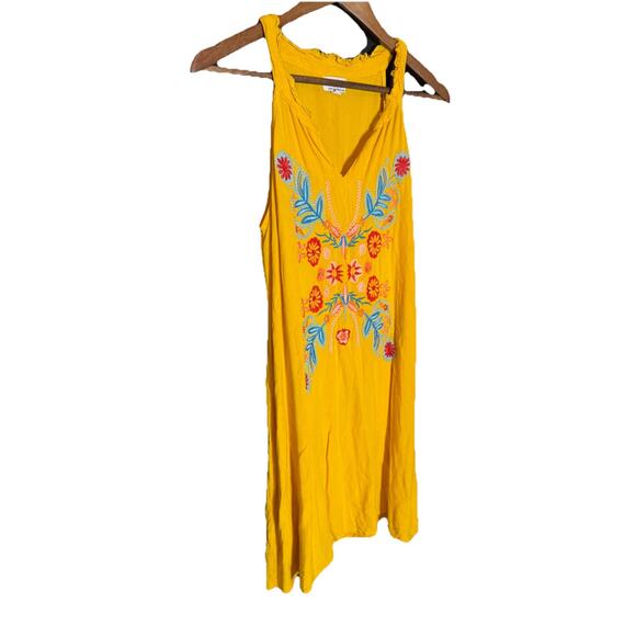 CC Chic Connection Shift Dress Tassel Tie Embroidery Yellow Women's M Boho - Picture 1 of 8